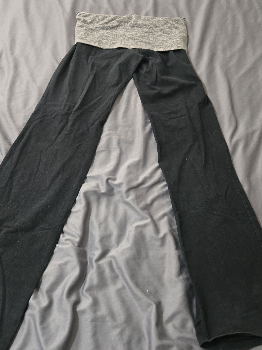 Victorias Secret PINK Spellout Y2K Foldover Wide Leg Yoga Pant Medium Black/grey - Picture 6 of 7